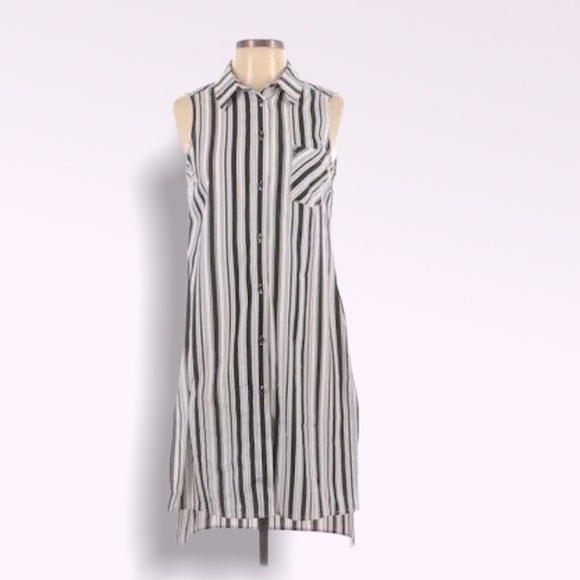 WHBM Striped Button Up Tunic Blouse - Picture 1 of 4